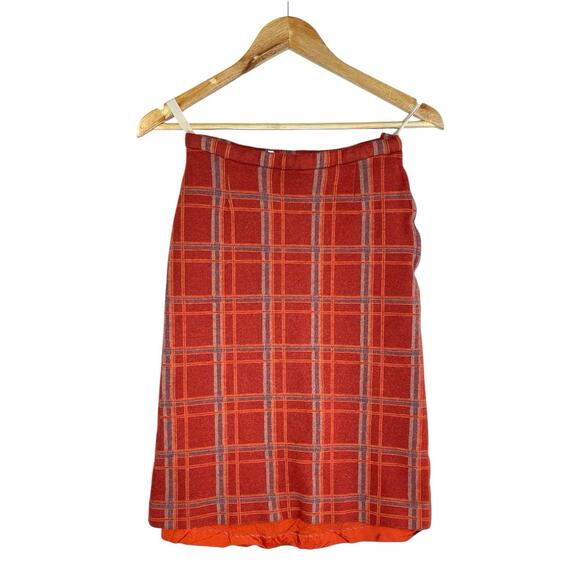 Vtg Dellbury England Wool 60s Plaid Midi Straight Skirt Clueless Outlander 25